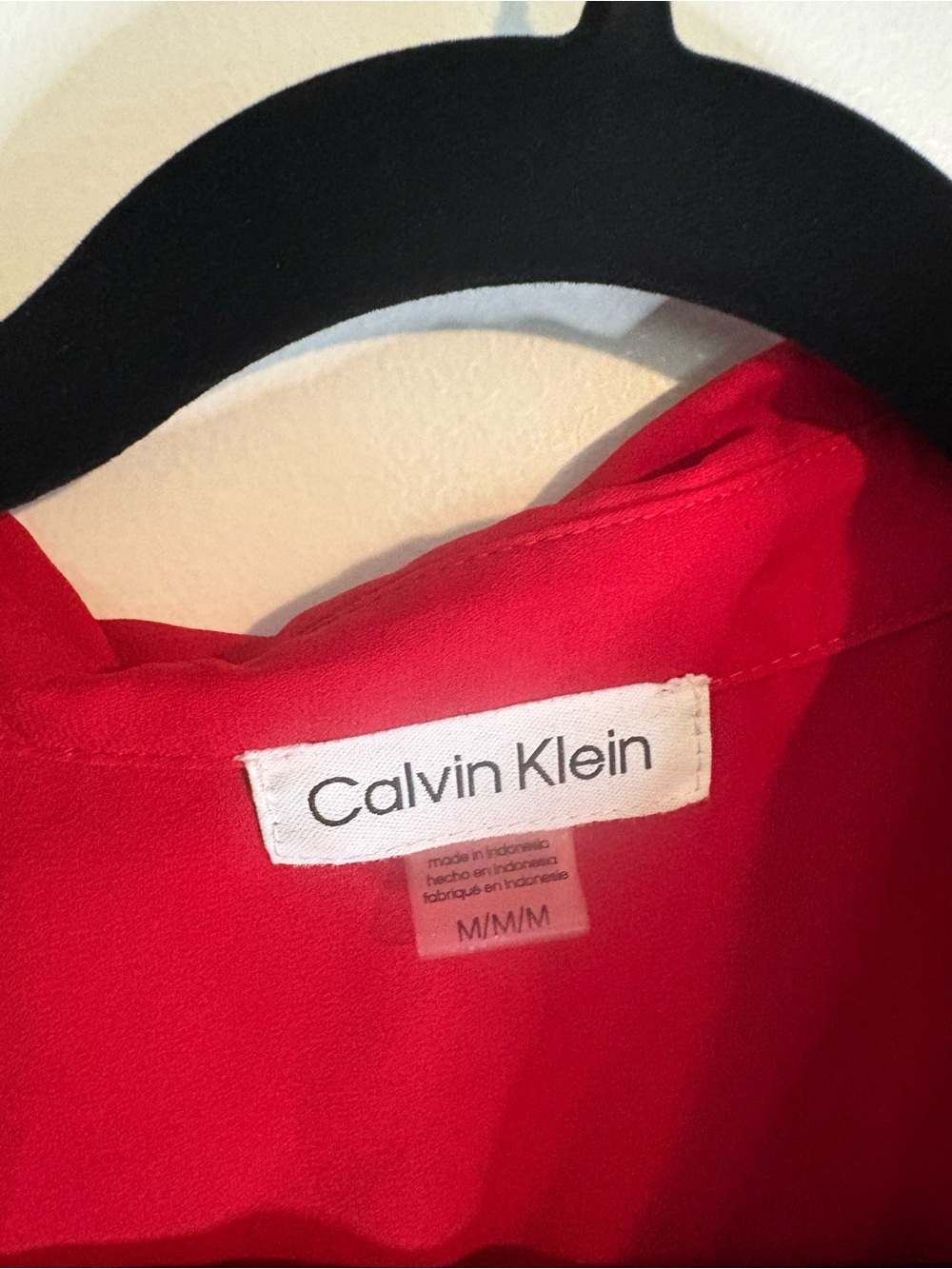 Calvin Klein Red Ruffle-Front Button Down Shirt - Picture 2 of 4